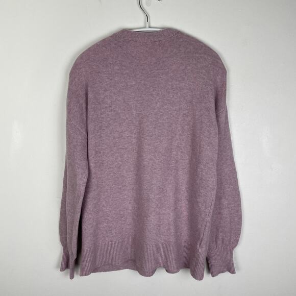 LOFT Slouchy Henley Sweater M Knit Pullover Long Sleeve Lilac Purple Cozy Lounge - Picture 7 of 12